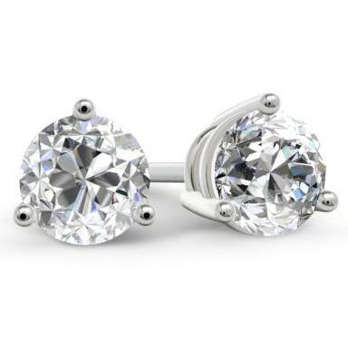 Prong Set Brilliant Cut Sparkling Unique Stud Earrings White Gold Diamond