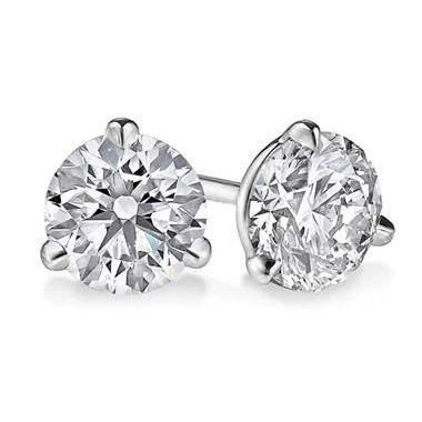 natural round diamond 2ct earring front view
