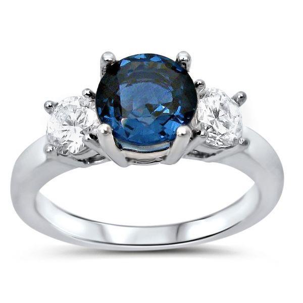 3 Stone Oval Sapphire With Round Diamonds Ring 4 Ct White Gold 14K Gemstone Ring