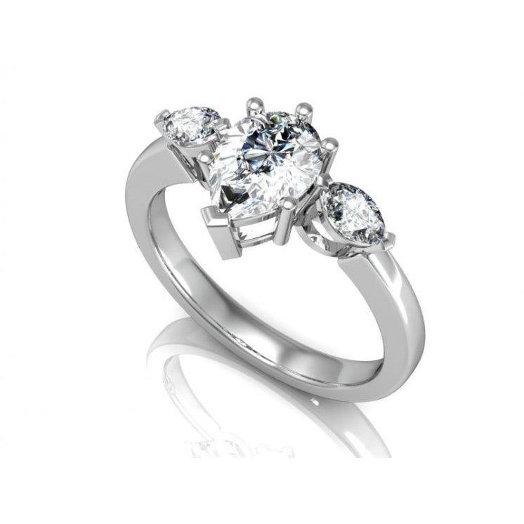 3 Stone Pear Cut 1.80 Ct Diamonds Anniversary Ring White Gold Three Stone Ring