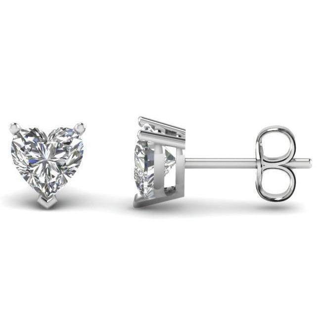3.00 Carats GIA Certified Lab Grown Diamonds Studs Heart Cut Earrings