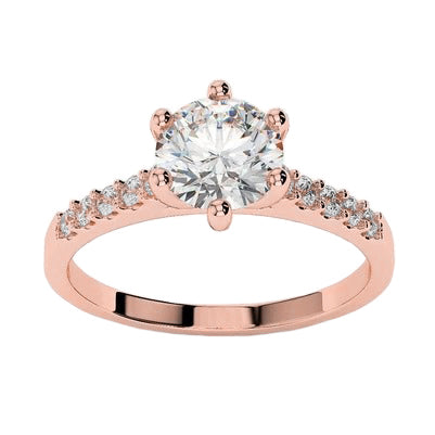 Natural Lady’s Vintage Style White Gold Diamond Solitaire Ring with Accents