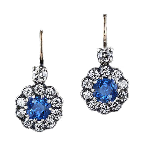 Gorgeous fancy Blue Sapphire Drop Earring Diamond Gemstone Jewelry