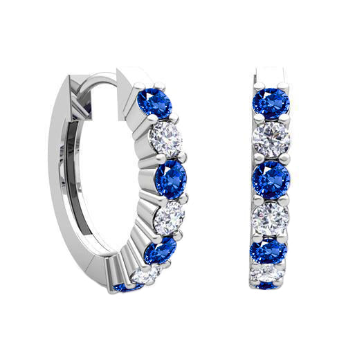Sri Lanka Lady’s Brilliant Sapphire Diamonds Lady Hoop Earrings White Gold