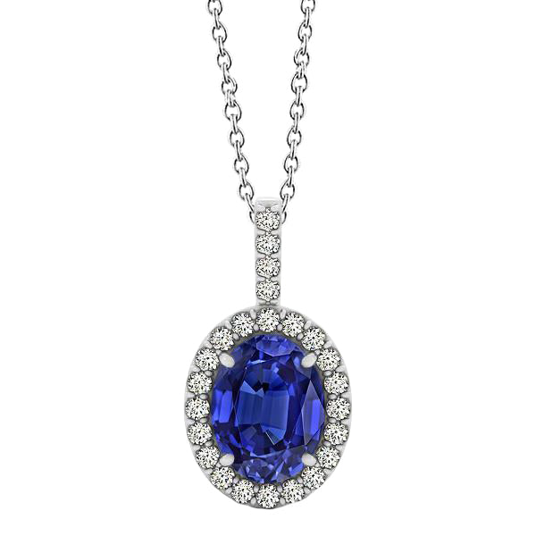 3.50 Ct Tanzanite With Natural Earth Mined Diamonds Pendant 14K White Gold