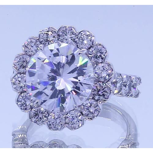 3.50 Carats Lab Grown Diamond Round Halo Anniversary Ring White Gold 14K