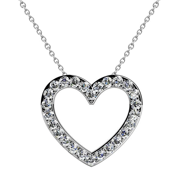 3.90 Carats Round Cut Natural Earth Mined Diamonds Heart Pendant Necklace White Gold 14K