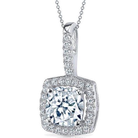 3.00 Carats Cushion And Round Cut Natural Diamonds Pendant Necklace Pendant