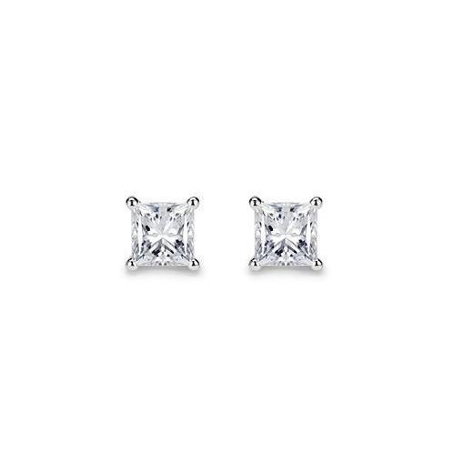natural princess diamond 3.00ct earring front view