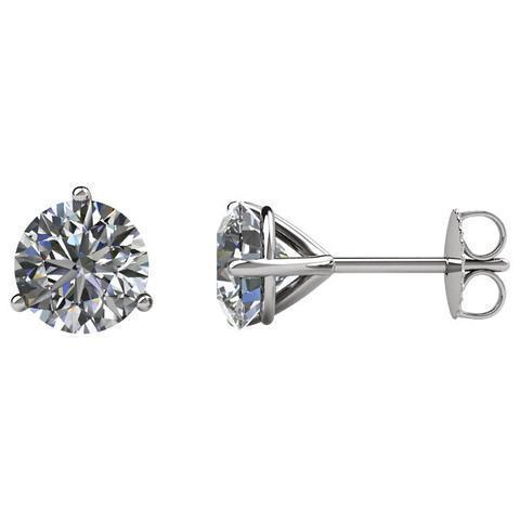 natural round diamond 3.00ct earring front view