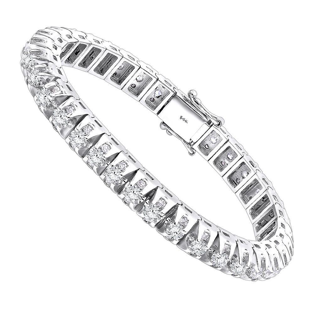 12 Carats Round Cut Diamonds Men'S Tennis Bracelet Wg 14K Mens Bracelet