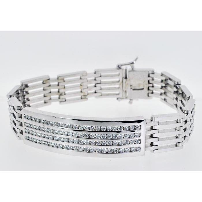 4.60 Carats Small Sparkling Diamonds Men'S Bracelet White Gold 14K Mens Bracelet
