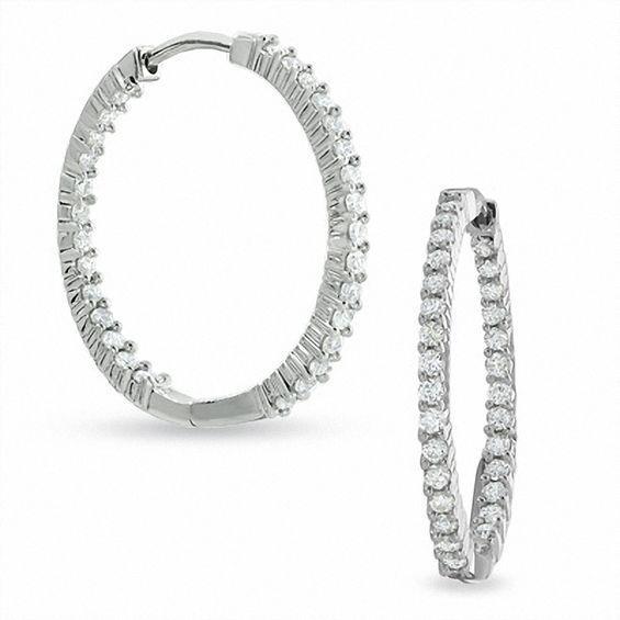 New Woamns Women Hoop Earrings Sparkling Diamonds White Gold