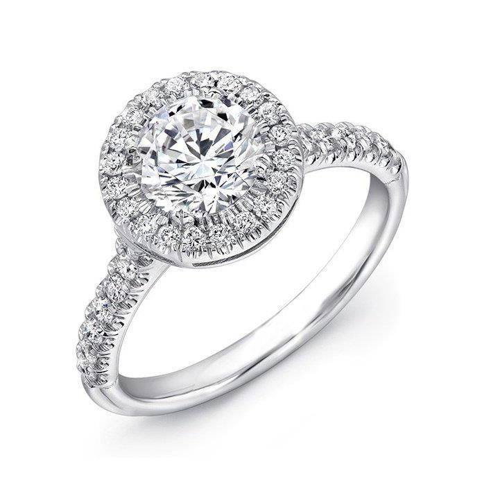 3.00Ct Round Cut Solitaire With Accent Diamonds Halo Ring White Halo Ring