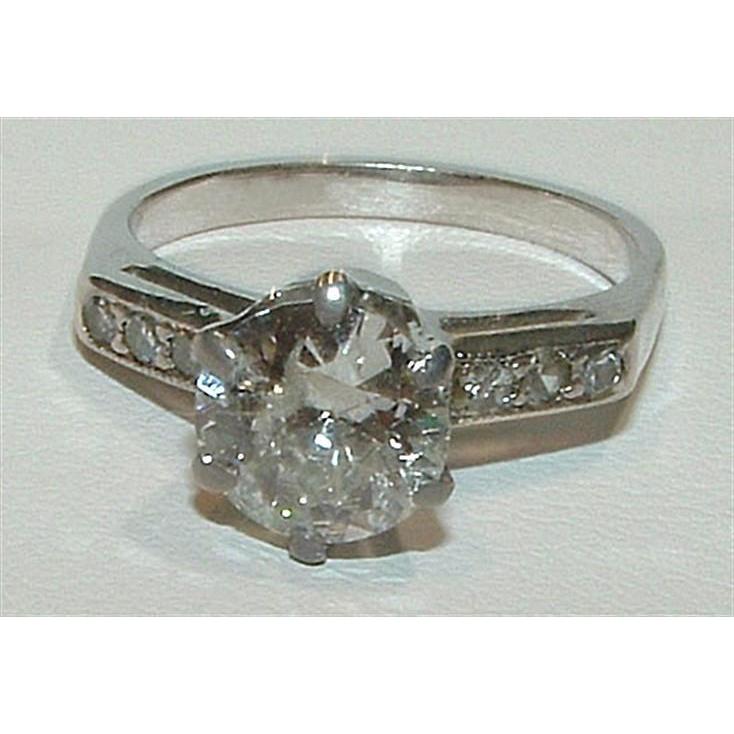 Ladies Vintage Style Amazing Anniversary Solitaire Ring with Accents White Gold Diamond