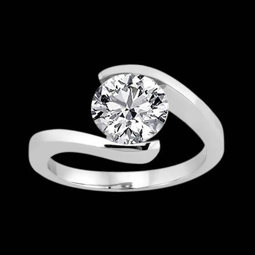 Twisted Vintage Style White Elegant Woman's Solitaire Diamond Ring