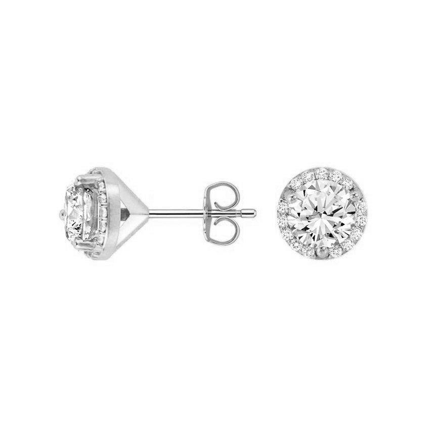 New Sparkling Diamonds WomenSparkling Unique Lady’s Studs Halo Earrings