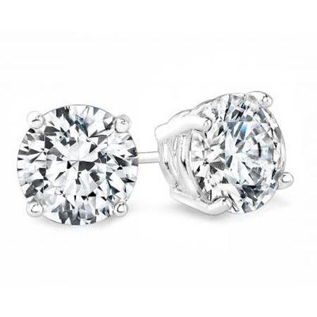 FAncy Solitaire Round Cut Diamond White Gold Stud Earrings