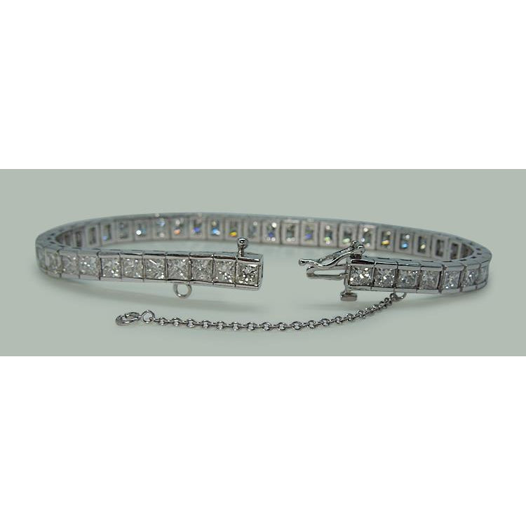 Tennis Bracelet 11.5 Carats Princess Diamonds Solid White Gold