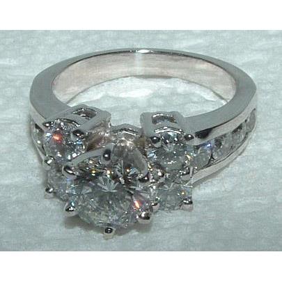 Solitaire Ring with Accents White Gold Diamond