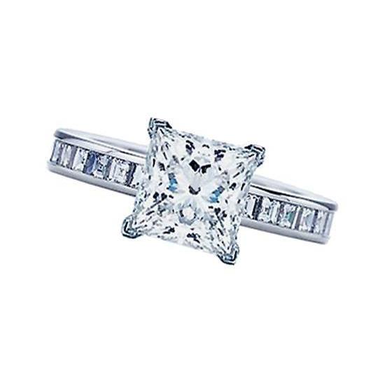 Diamonds Engagement Channel Set Gold With Accents Solitaire Ring with Accents