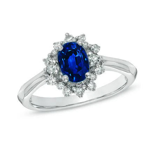 Lady’s Style Sri Lankan Sapphire With Diamonds Ring White Gold