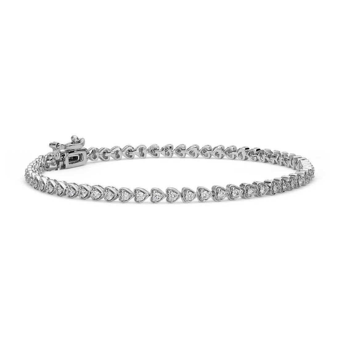 3.30 Carats Small Round Cut Diamonds Women Bracelet Gold White 14K Tennis Bracelet