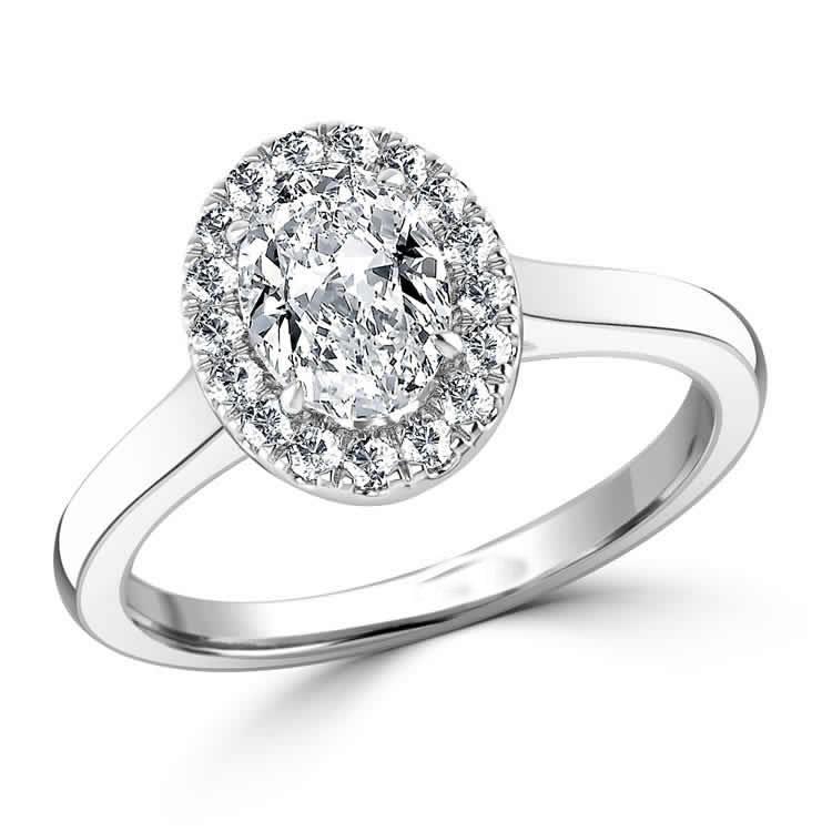 3.30 Ct Oval And Round Brilliant Cut Diamonds Wedding Ring Halo White Gold Halo Ring