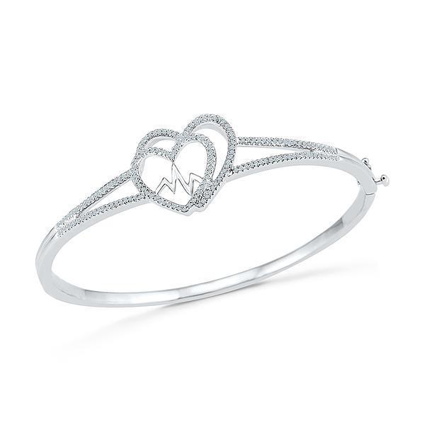 3.4 Ct Round Cut Diamonds Ladies Bangle Bracelet 14K White Gold Bangle