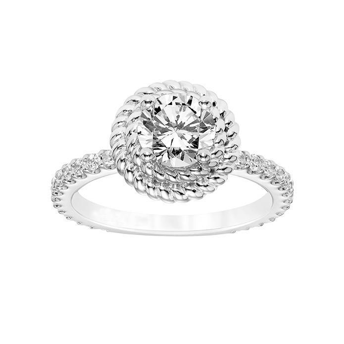 Natural Brilliant Engagement White Gold Diamond Solitaire Ring with Accents