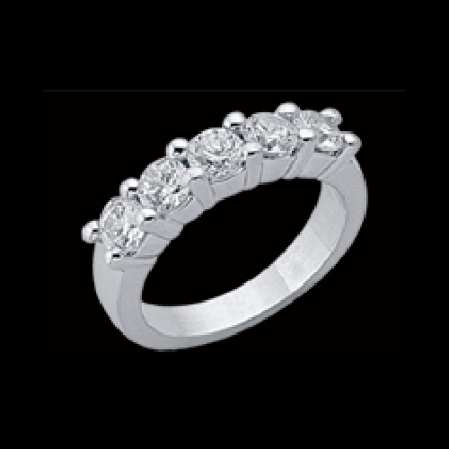 2 Carat Diamond Ring 5 Stone White Gold Ring Five Band