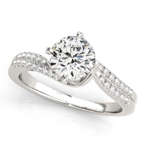 NEw Style Women Diamond Engagement Ring White Gold Solitaire Ring with Accents