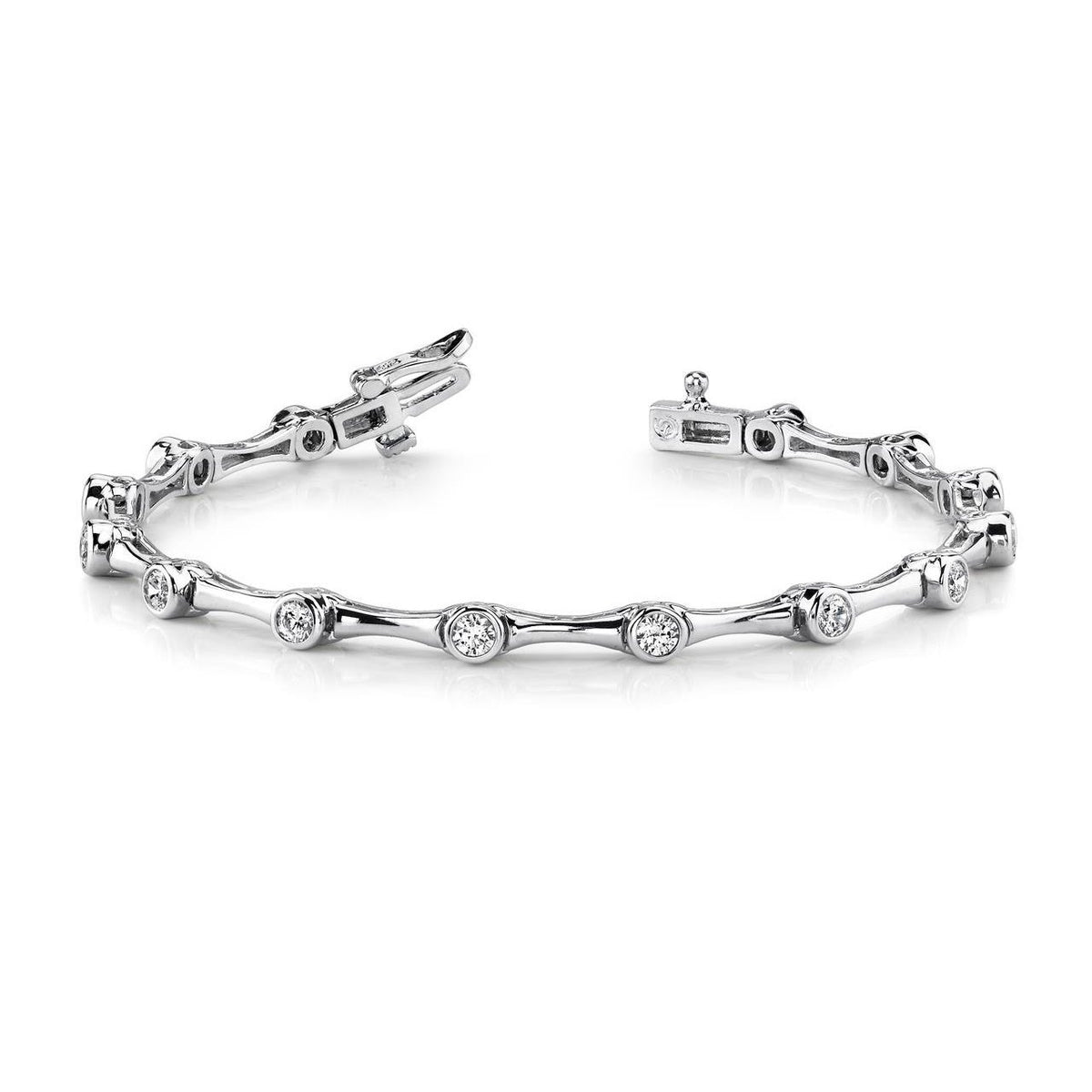 3.5 Carats Round Cut Diamonds Column Link Bracelet White Gold 14K Tennis Bracelet