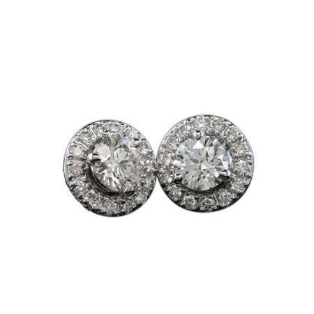 New Style Diamond Stud Earrings Round Diamond Studs Halo