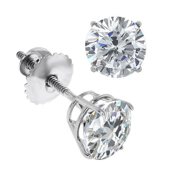 natural round diamond 3.50ct earring front view