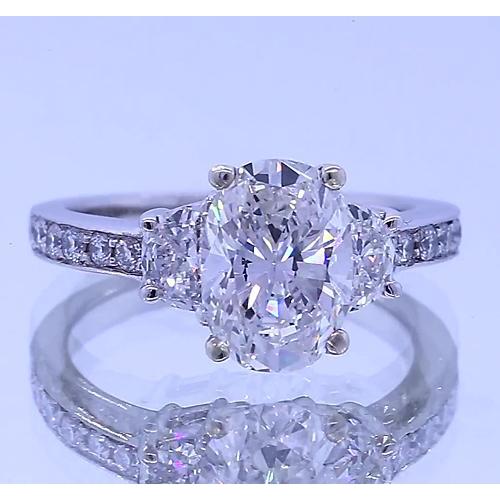 natural round diamond 3.50ct ring front view