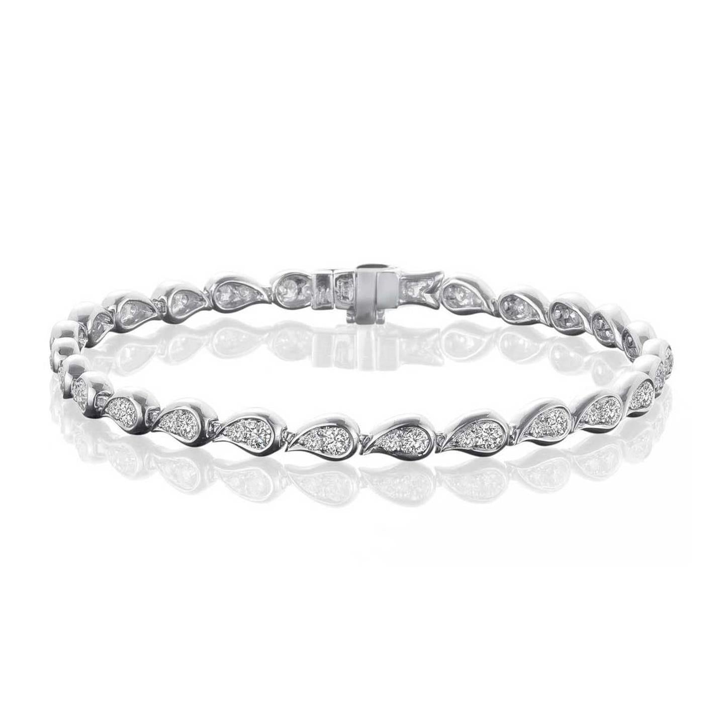 3.50 Carats Round Cut Diamonds Ladies Bracelet White Gold 10K Tennis Bracelet