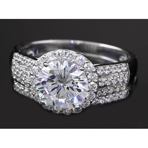 3.50 Carats Round Halo Setting Engagement Ring Vs1 F Halo Ring