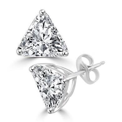 New Style Trillion Cut Diamonds Women Studs Earrings Gold White Stud Earrings