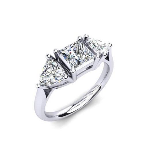 3.50 Ct 3 Stone Princess And Trillion Cut Diamonds Ring White Gold Three Stone Ring