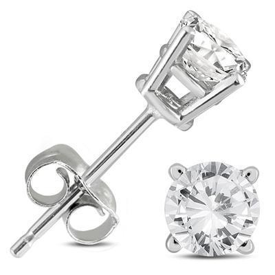 Fancy Princess Cut Style White Gold Diamond Stud Earrings
