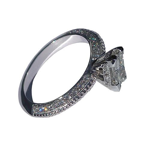 3.51 Carat Princess Diamond Engagement Ring Micro Pave Engagement Ring