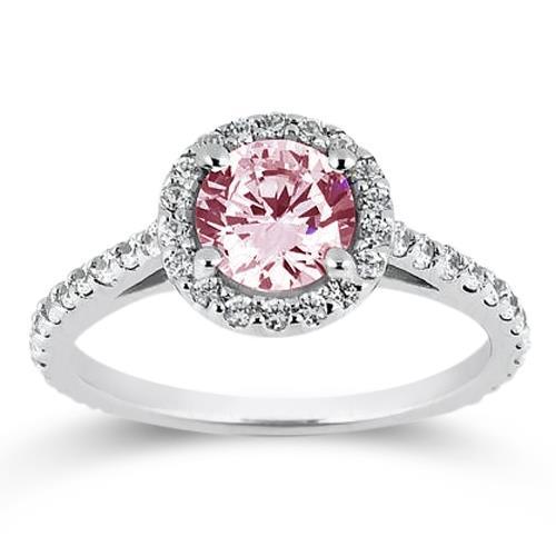 High Quality Pink & White Round Diamonds Wedding Gemstone Gemstone Ring