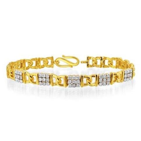 3.60 Carats Prong Set Small Diamonds Men'S Bracelet 14K Yellow Gold Mens Bracelet