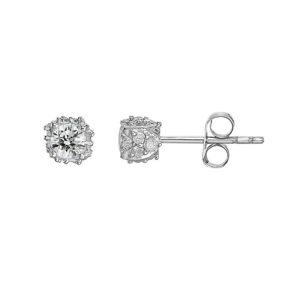 Brilliant Cut Sparkling Diamonds Princess Cut Vintage Style White Gold Diamond S Stud Earrings