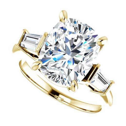 3.60 Ct.Radiant Center Diamond Three Stone Anniversary Ring Three Stone Ring