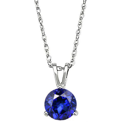 Round Sri Lankan Sapphire 5.01 Carat Necklace Pendant White Gold 14K