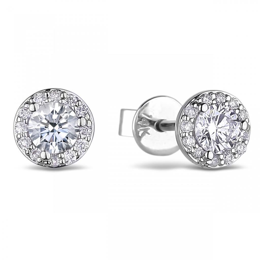 Gorgeous Round Cut White Gold Weeding Anniversary Studs Halo Earrings