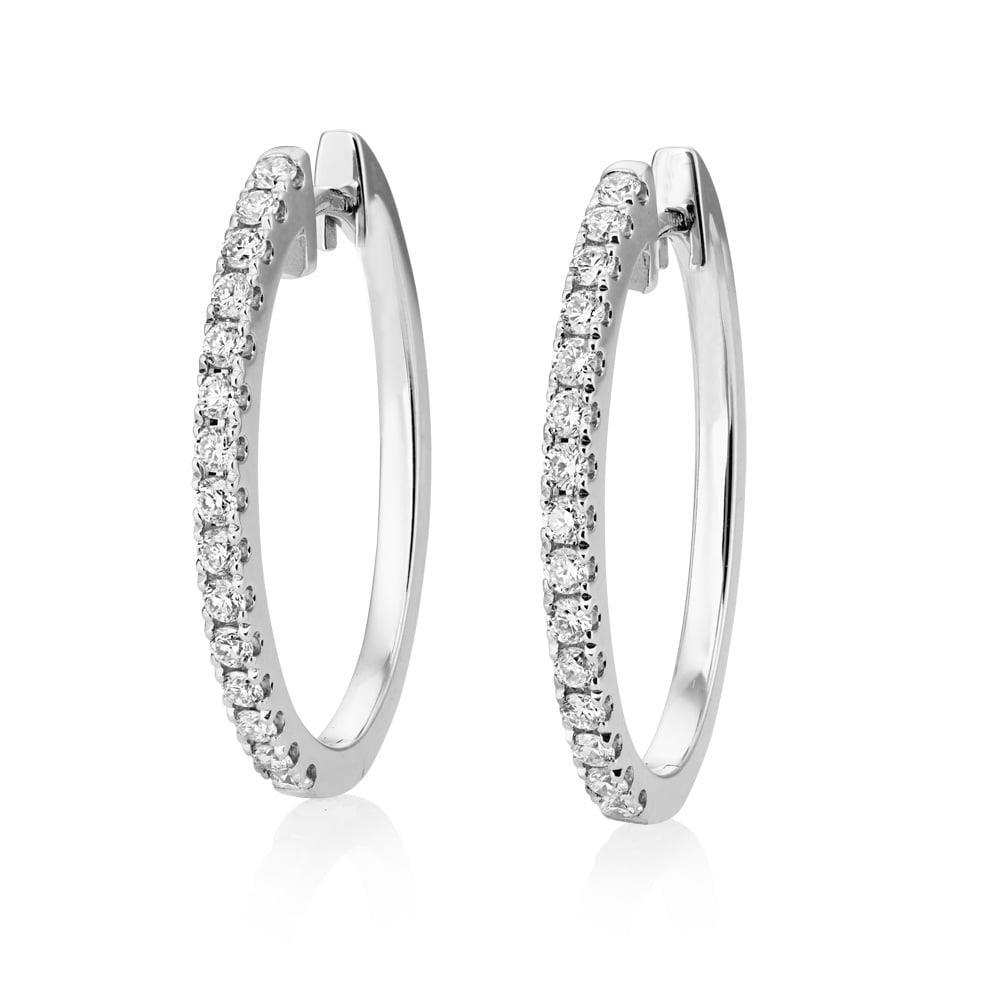 3.70 Carats Prong Set Round Diamonds Lady Hoop Earrings Gold White Hoop Earrings