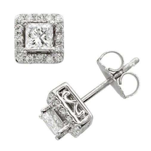 3.70 Carats Sparkling Diamonds Ladies Studs Halo Earrings 14K White Gold Studs- Halo